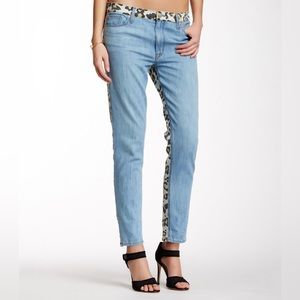HUDSON Light Blue Leopard Patti Slouch Skinny Jeans